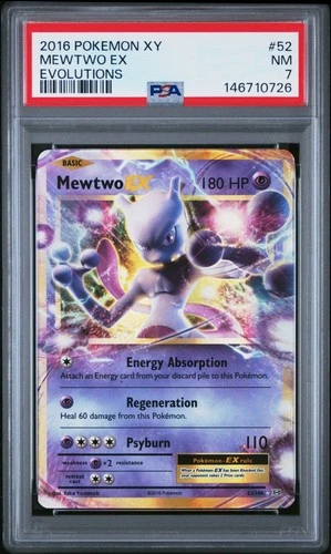 2016 POKEMON XY EVOLUTIONS #52 MEWTWO EX PSA 7