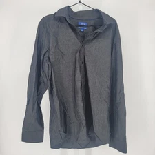 APT 9 Mens Sz L Long Sleeve Button Up Dress Shirt Gray No Iron Premier Flex