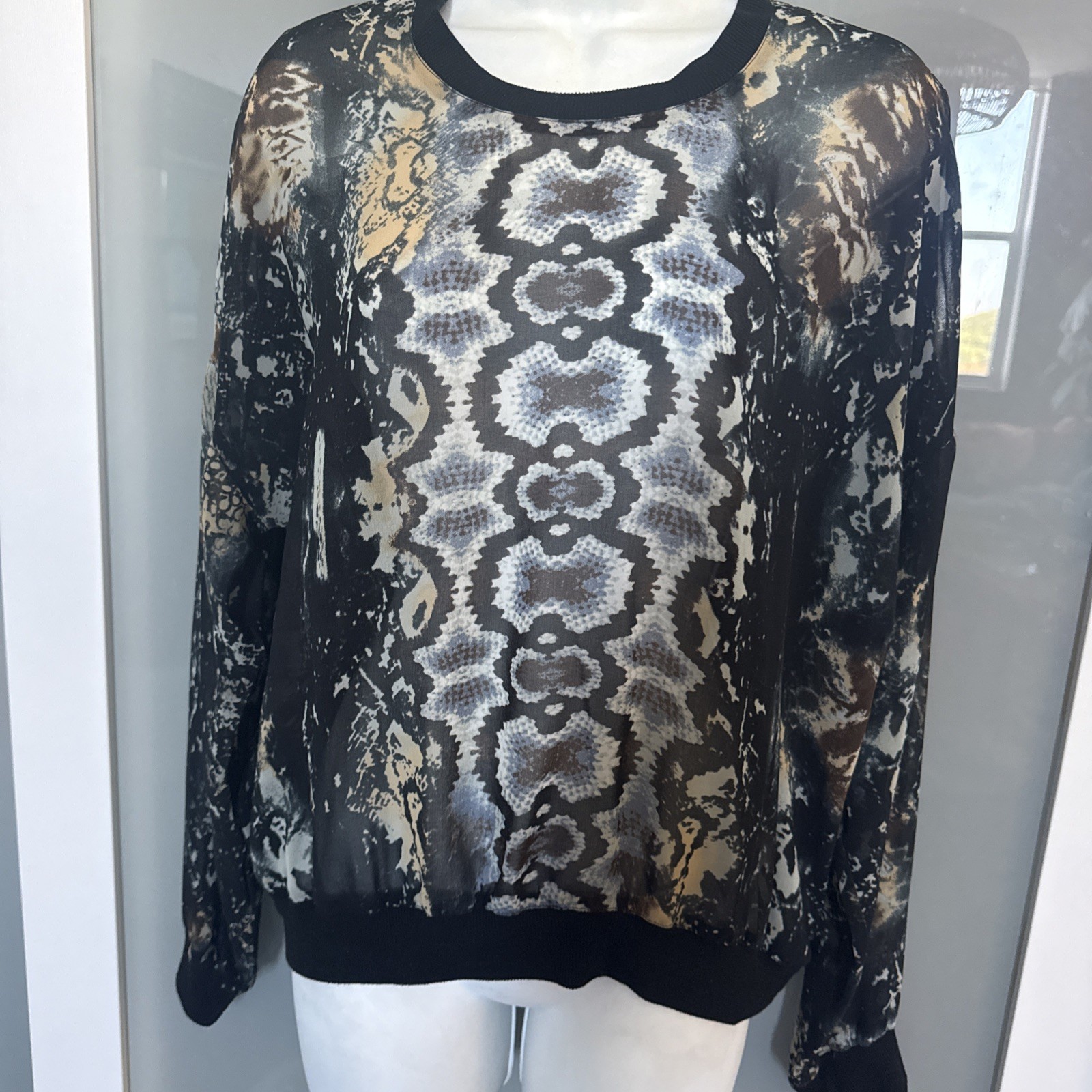 Cabi Sheer Chiffon Python Top Multi Colored Women… - image 1