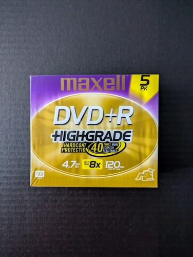 MAXELL DVD+R High Grade - 4.7 GB - 120 min w/Hardcoat Protection 5 pack - NEW