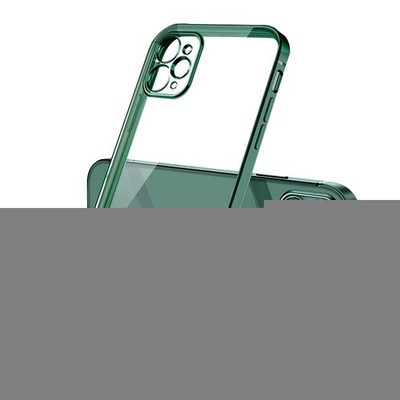 Hülle für iPhone 12 mini Klar Silikon mit Dunkelgrünem Rand