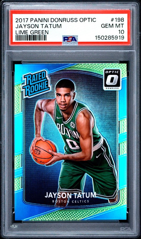 2017 PANINI DONRUSS OPTIC LIME GREEN #198 JAYSON TATUM ROOKIE RC 96/175 PSA 10