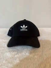 Adidas Trefoil Black Trucker Hat Mesh Snapback Adjustable Logo Cap