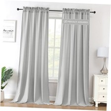 Sheer Curtains 95 inches Long Non-See-Through 52"W x 95"L Pack of 2 Grey