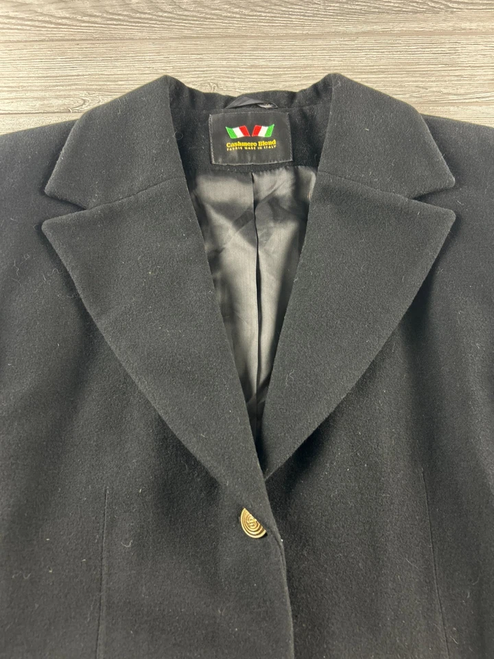 Chaqueta Blazer Para Mujer Mezcla Cachemira Italia Mezcla Lana y Cachemira Negra 2 Botes Foto 3 de 4