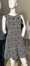 Michael Kors Women’s Fit & Flare Dress Size S Small Black White Jacquard Ruffled