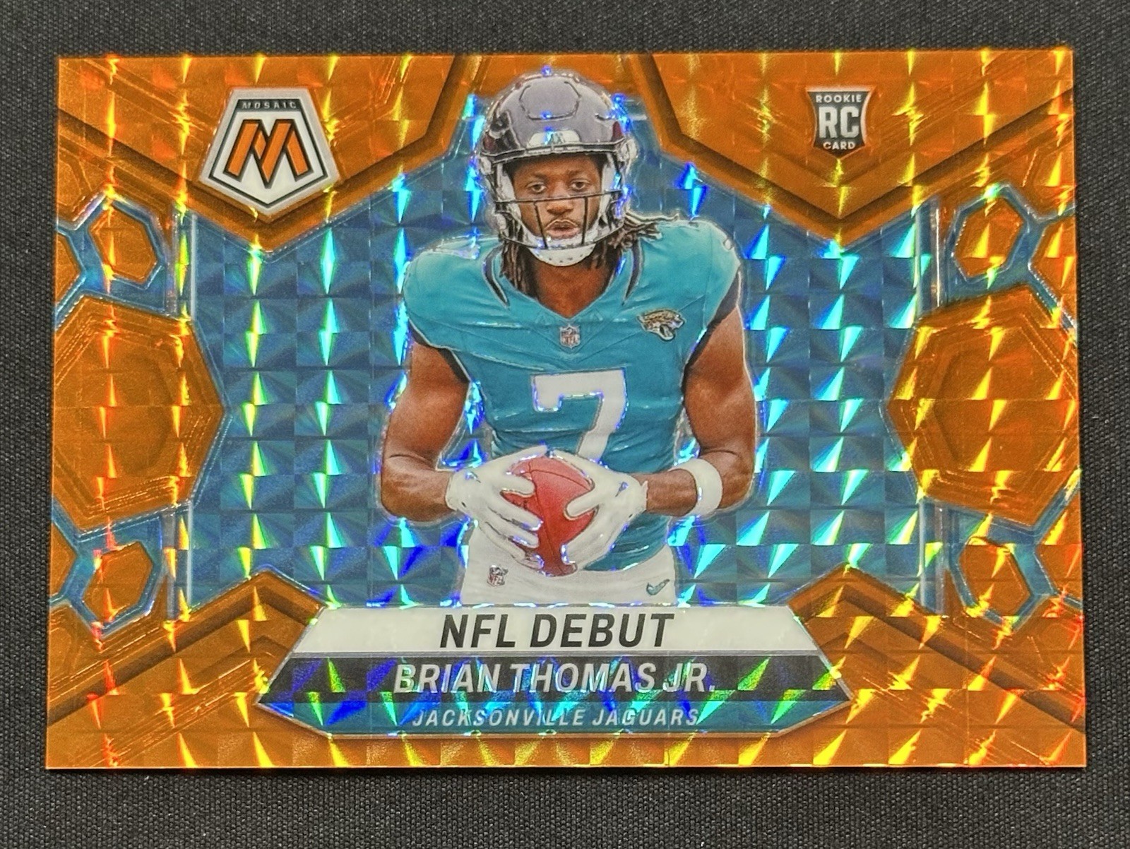 2024 Panini Mosaic NFL Debut Brian Thomas Jr. #282 Orange Mosaic Prizm /199 (RC)