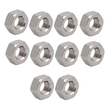 10pcs M6 x 0.75mm Pitch Metric Fine Thread 304 Stainless Steel Hex Nuts
