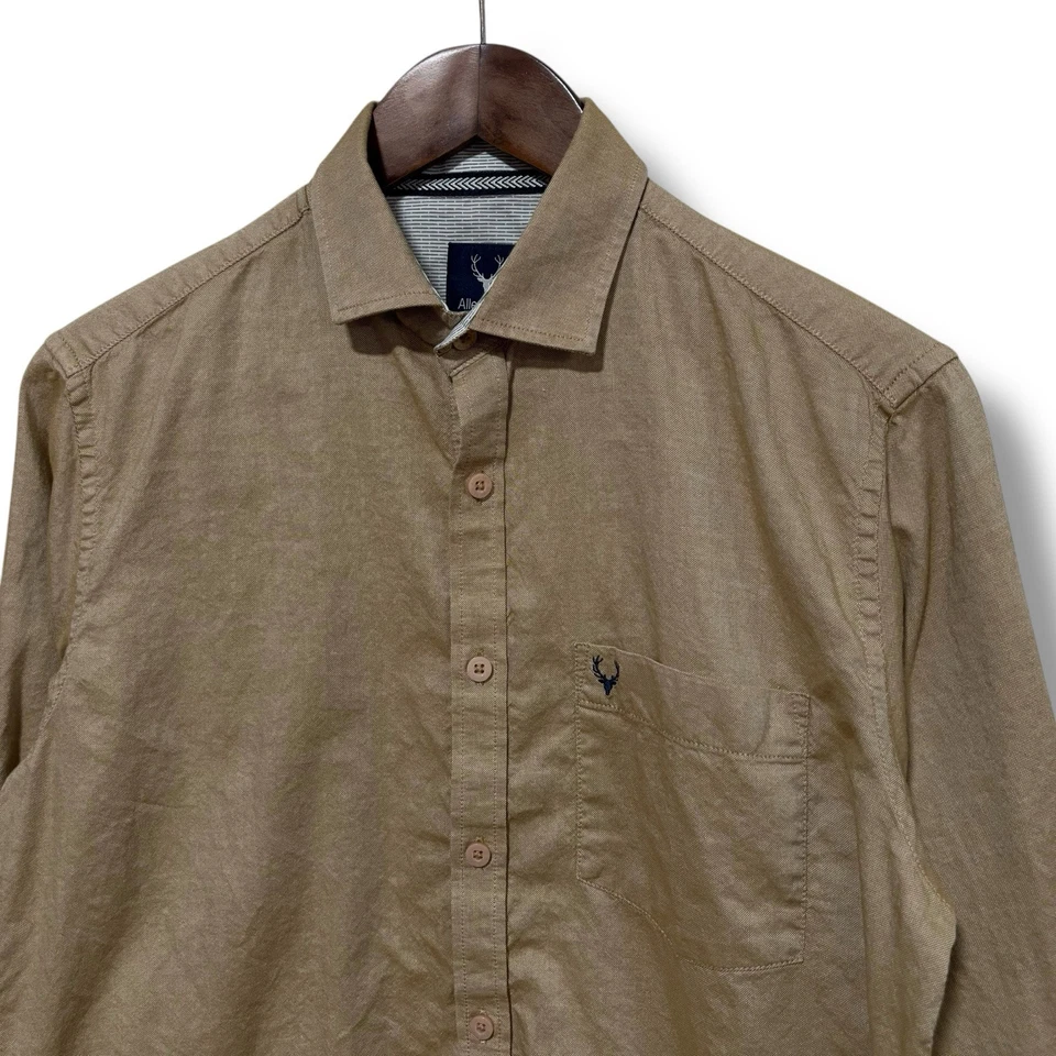 Allen Solly Men's Embroidered Pocket Logo Tan Button Down Shirt 39 / 20.5 x 29 - Image 3 of 4
