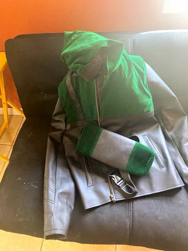 Green & Gray Hooded Protective Coverall Suit, One Size, Unisex - product listing photo