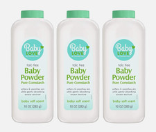Baby Love Baby Powder, Pure Cornstarch, 10oz Talc Free, Baby Soft Scent 3 Pack