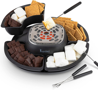 Kusini Flameless Indoor S'mores Maker with Trays & Forks - Perfect Gift Set