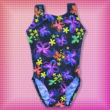 Gymnastics Leotard Girls sz CM Child 7 Butterflies Black Colorful New Bounce