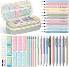 39 PCS Aesthetic School Supplies with Cute Pencil Case 12 Pastel Highlighters,
