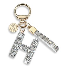 Pink Blue White Initial Letter Keychain Gift for Women Girls Bling Sparkly Cu...