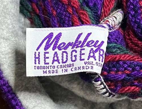 Merkley Copricapo 100% Lana Vintage Cappello Berretto Maglia Nappe Multicolore Vail Canada - Foto 9 di 10