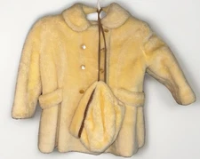 Vtg Kute Kiddie Little Girls Faux Fur Coat With Matching Hat Yellow 