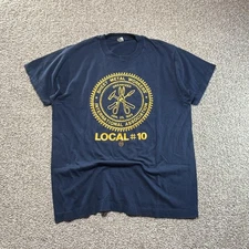 Vintage Sheet Metal Workers Shirt Mens XL Blue Union Local 10 Made USA 80s
