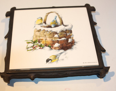 Hallmark Marjolein Bastin Untersetzer Wandplakette, Gusseisenkorb & Vögel, 1995