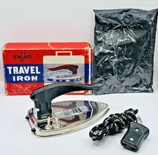 Vtg Emson Folding Travel Iron 50s Japan Original Box Looks New Prop