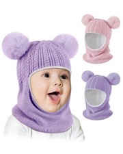 Baby Winter Hat Scarf Set 2 Pack Toddler Beanie Hats Girl Boy Neck Warmer
