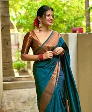 INDIAN SARI PAKISTANI WEDDING SAREE BLOUSE NEW BOLLYWOOD DESIGNER PARTY WEAR