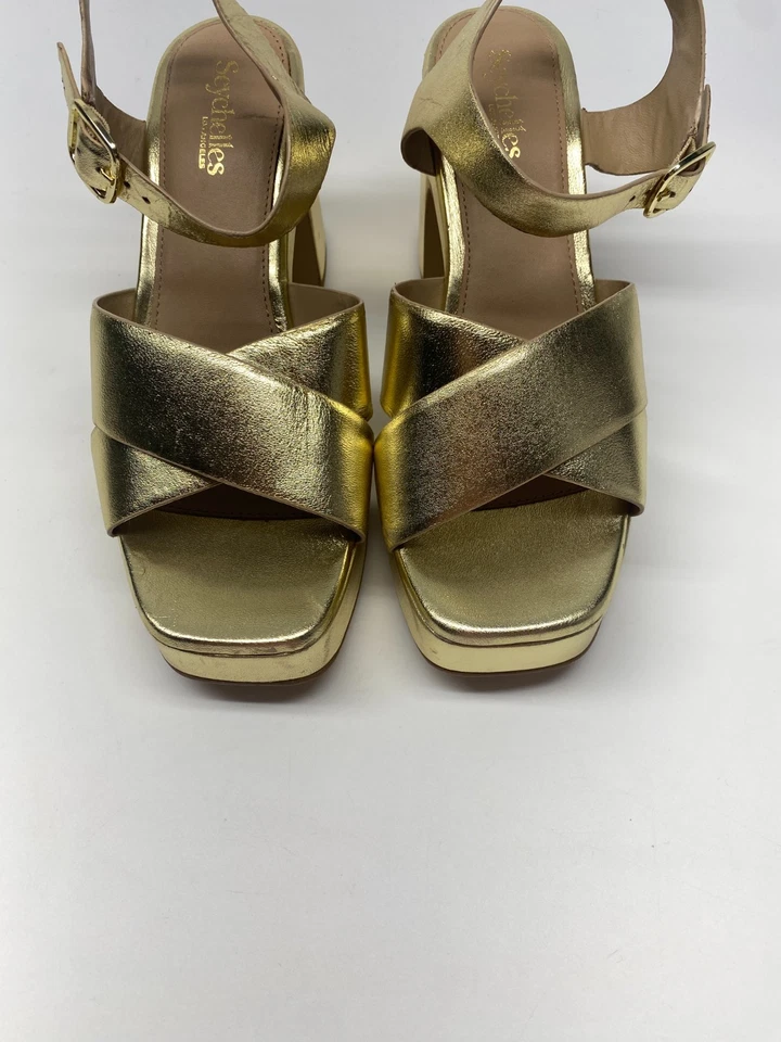 Seychelles Womens Blessings Golden Metallic Platform Heel Sandal Sz 9 - Image 4 of 4