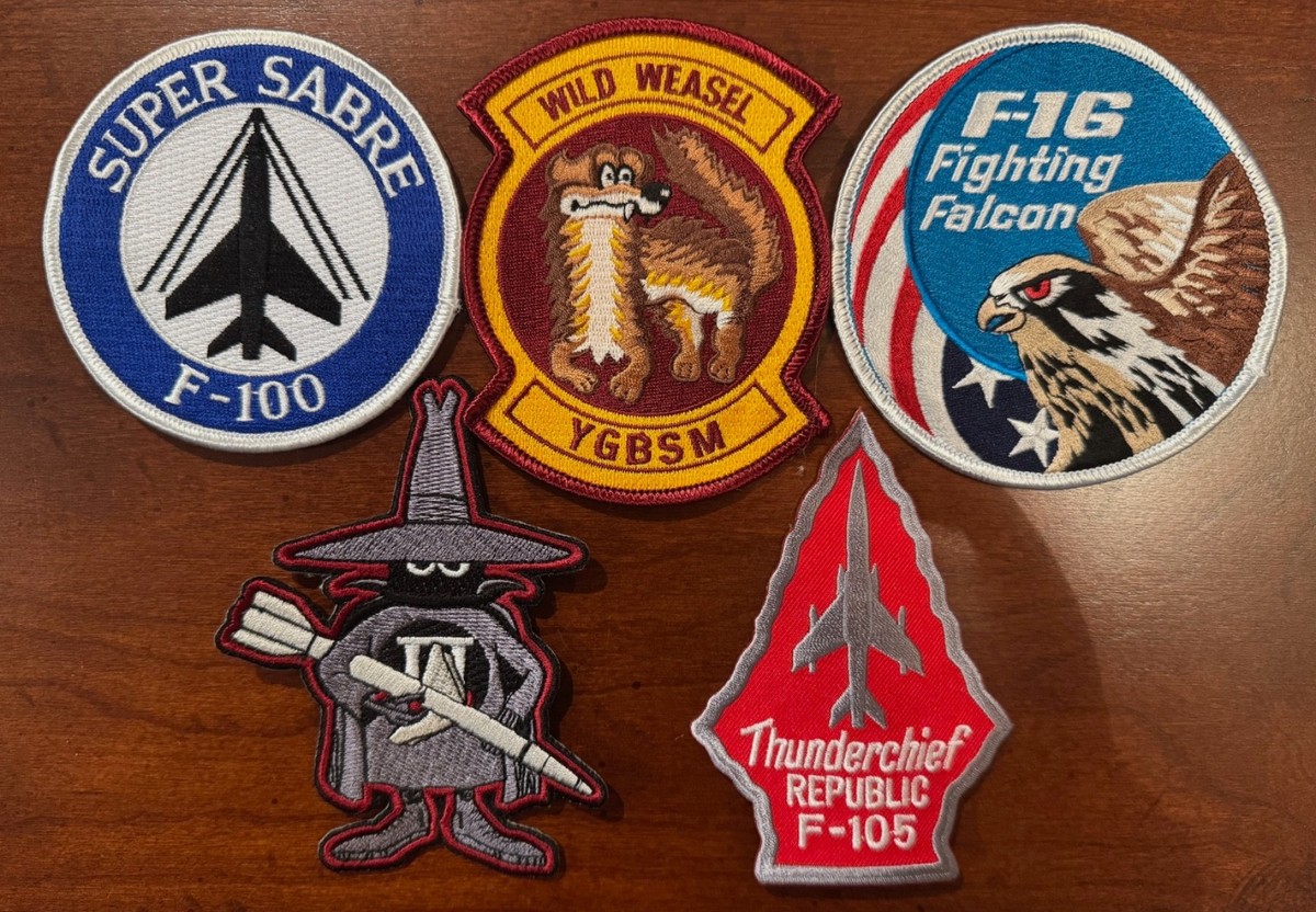 5 x USAF Wild Weasel patches US seller F-100 F-105 F-4 F-16 SAM