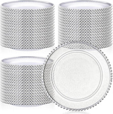 Hoolerry 100 Pack Clear Charger Plates Bulk 13 Inch Acrylic round Dinner Charger