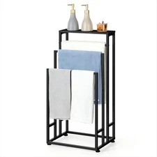 Freestanding Towel Rack for Bathroom 3 Tier Metal Floor Towel Stand Industria...