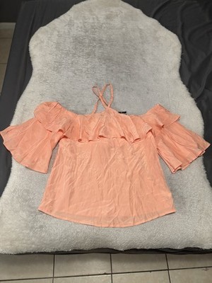 New Express Off Shoulder Peach Orange Blouse Size Medium Top Shirt
