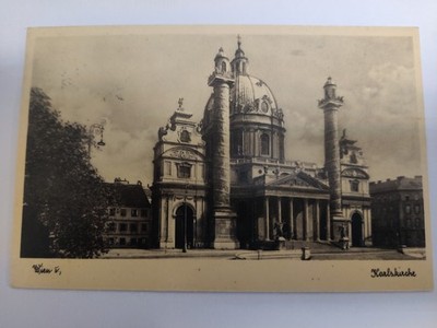Ansichtskarte aus Wien (Karlsplatz) - gelaufen um 1937