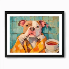Pitbull Spa Day 5 Art Print Framed Wall Art Poster Canvas Print Picture