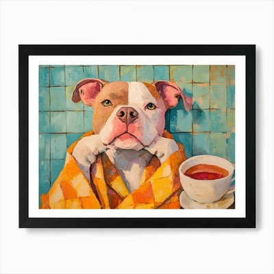 Pitbull Spa Day 5 Kunstdruck gerahmt Wandbild Poster Leinwanddruck Bild