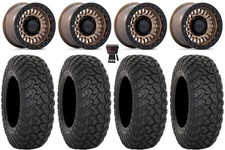 KMC Aztec Beadlock 15" Wheels Bronze +0mm 35" RT320 Tires Textron Wildcat XX