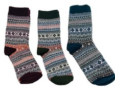 Women s Cozy Crew Wool Socks- 3 Pair Multicolor