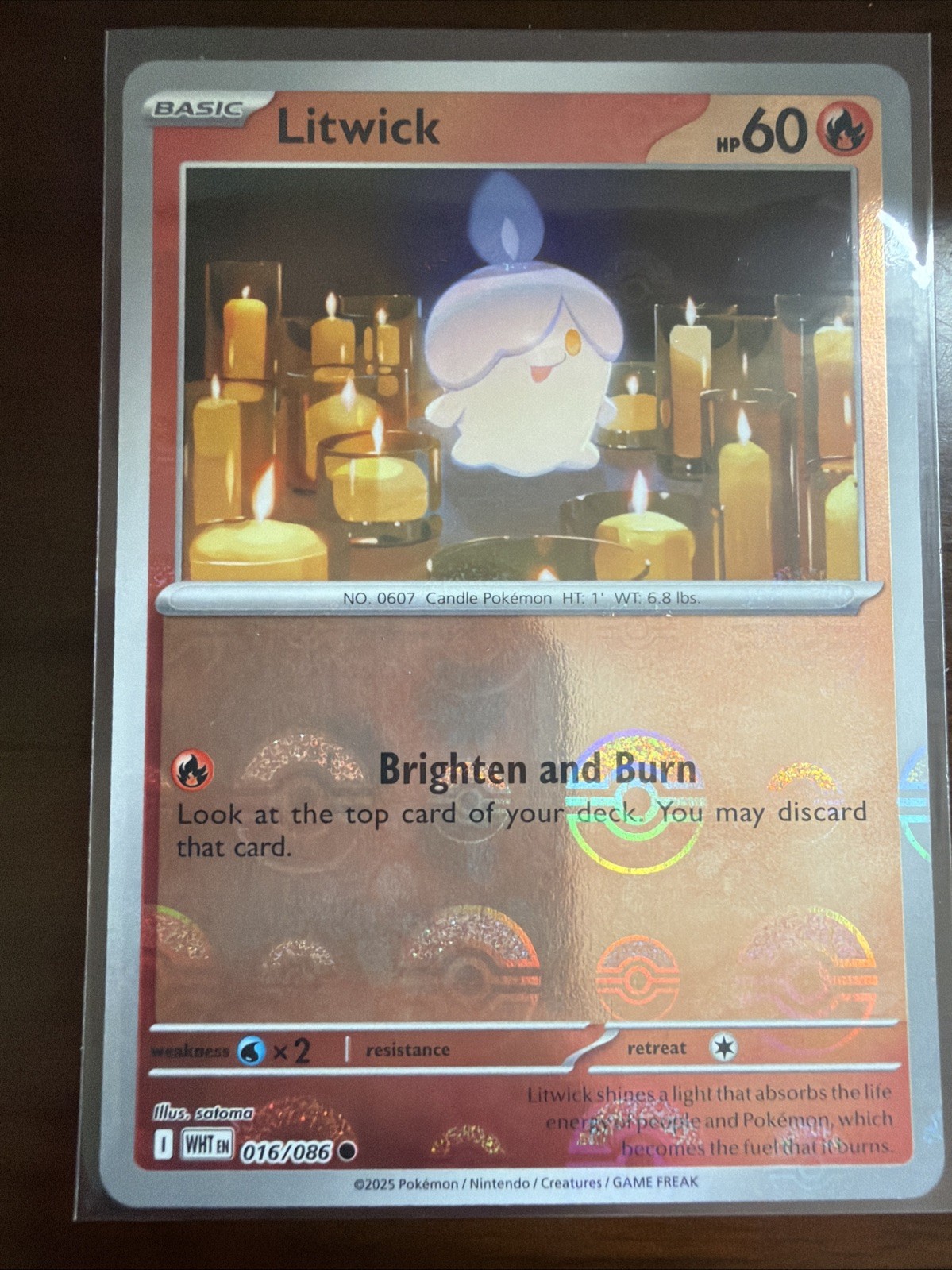 Litwick 16/86 Pokeball Holo White Flare