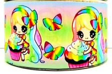 1.5" 1 yard Rainbow Cupcake Party Princess Grosgrain Craft Ribbon