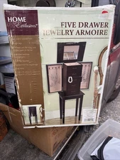 Jewelry Cabinet Armoire Standing Jewelry Storage Chest with 4 Drawers & Mirror