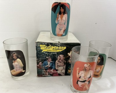 Vintage 1977 (SET of 4) Striptease Highball Glasses - Spencer Gifts, Inc. 