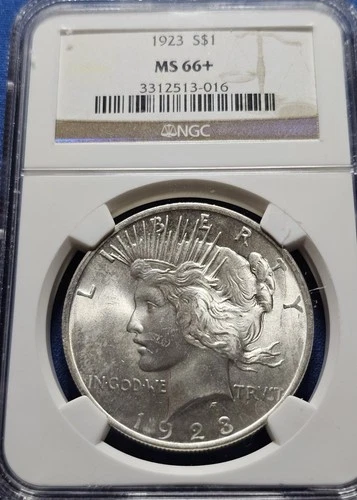 1923 $1 Peace Dollar NGC MS 66+ ABSOLUTELY STUNNING