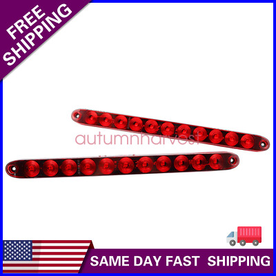#ad 2PCS 15inch 11 LED Red Trailer Light Bar Waterproof Turn Signal Light Tail $11.57