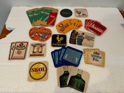 Beer Coaster Lot Of 41 Mixed Vintage Coasters Some HTF RARE Advertising Coasters
