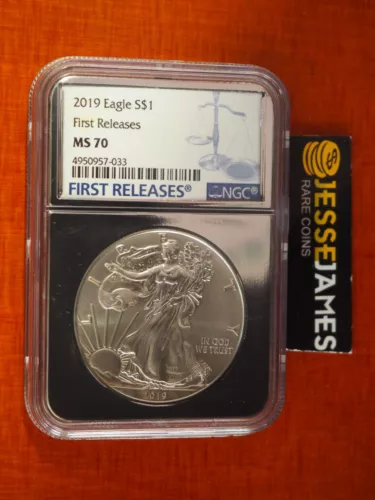 2019 $1 AMERICAN SILVER EAGLE NGC MS70 FIRST RELEASES FOIL LABEL