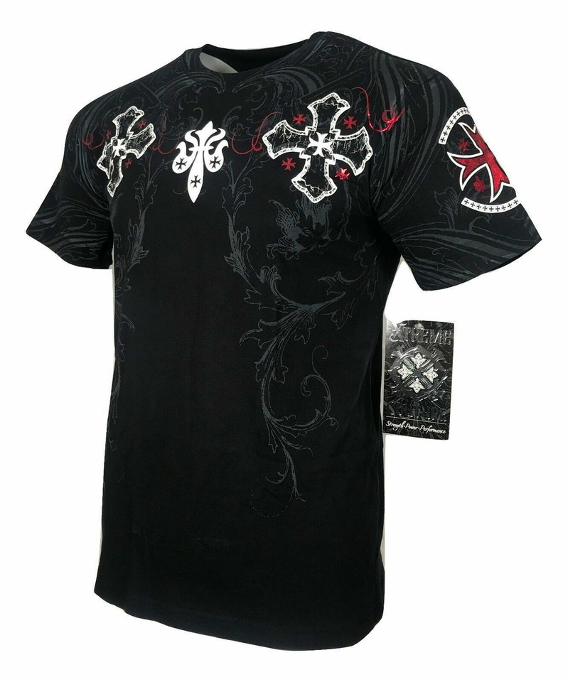 Affliction Men's T-Shirt AC OUTBACK Skull Biker Black Tattoo S-5XL - Foto 7