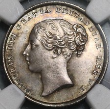 1839 NGC MS 64+ Victoria Shilling Great Britain GEM Silver Coin (20091201C)