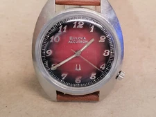 BULOVA ACCUTRON BLACK & RED WINE DIAL TUNING FORK
