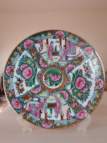 民国广彩瓷才子佳人大奖章盘 Antique Chinese Guangcai Porcelain Hand Painted Artwork Plate Dish