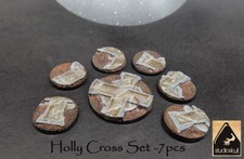 40mm & 60mm RESIN SCENIC BASES SET 7pcs TERRAIN SCENERY HOLLY CROSS