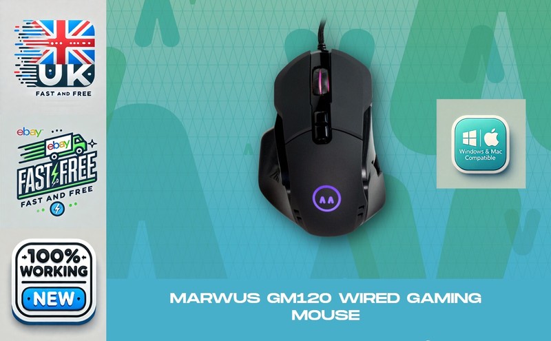 MarWus GM120 Wired optical gaming mouse 16000 DPI 7 Buttons Prog RGB Windows MAC
